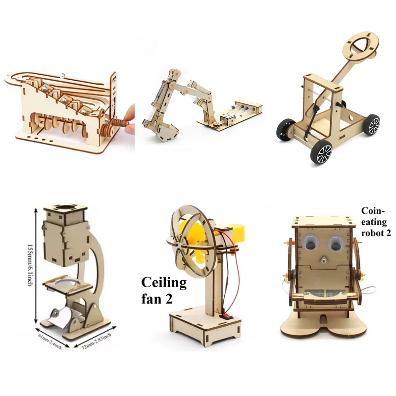 DIY Microscope Excavator fan robot  Model Kit - Science And Technology Trend Toy for Small Projects Educational Experiment