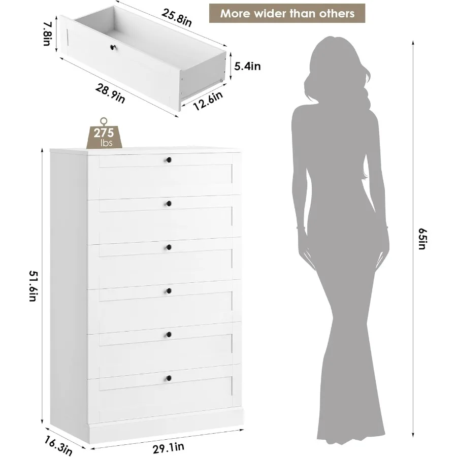 خزانة ذات 6 أدراج بيضاء لغرفة النوم 52 خزانة ذات أدراج طويلة 29 وات درج خشبي خزانة تخزين عمودية حديثة لـ #3