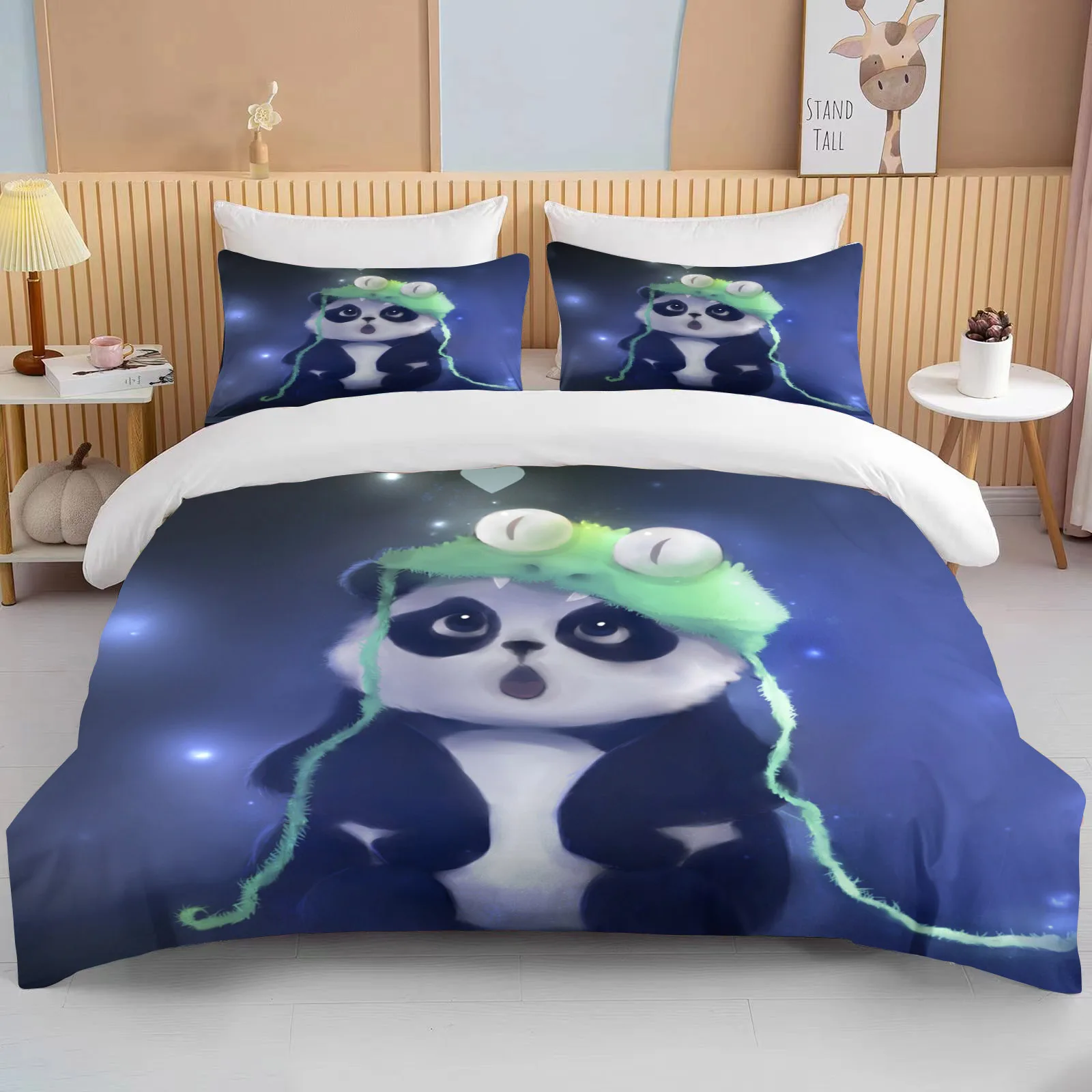 10 sizes CutePanda Bedding 3 Piece Set king size double bed bedding set microfiber or polyester duvet cover set  bedroom bed set