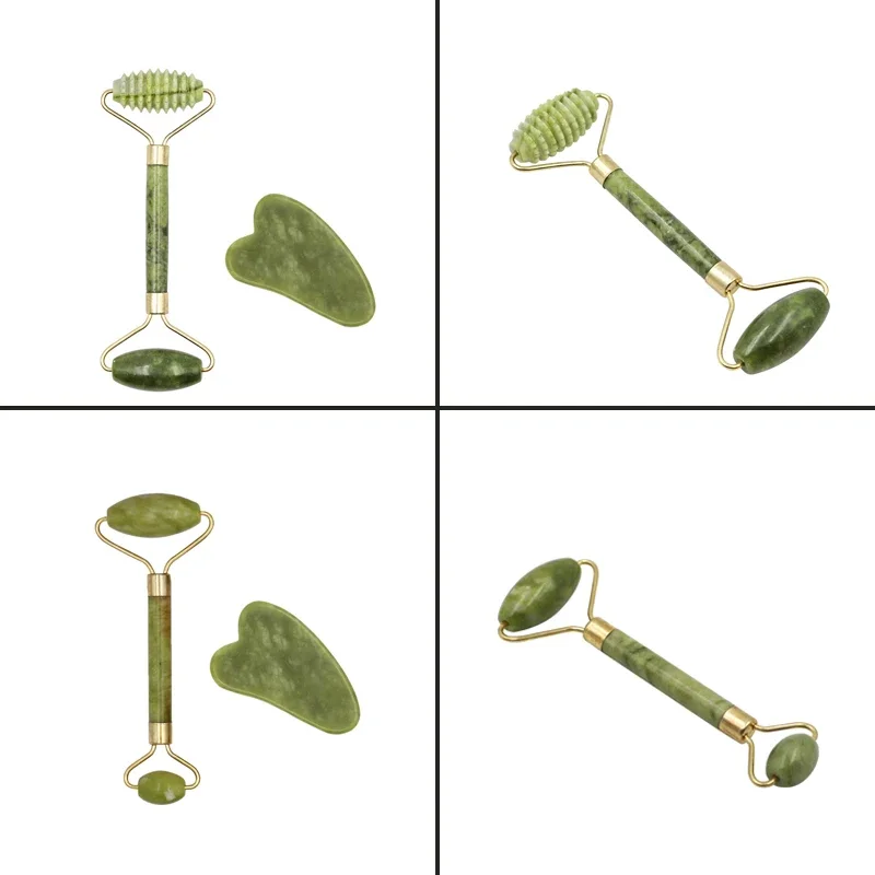 1 Stuks/2 Stuks Jade Roller Gua Sha Massager Gezicht Schoonheid Gezondheid Roller Rimpel Verwijderaar Huidverzorging Massage Tool