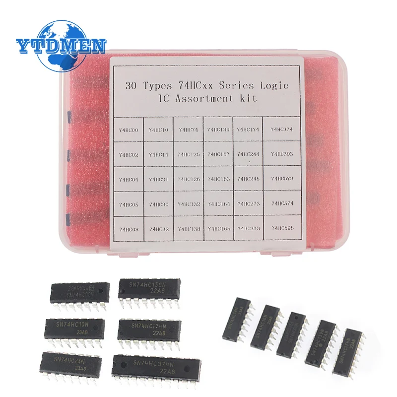 30PCS 74HC Logic ICs Integrated Circuits Electronic Kit 74HC00 74HC02 74HC04 74HC05 74HC08 74HC10 74HC14 74HC21 74HC30