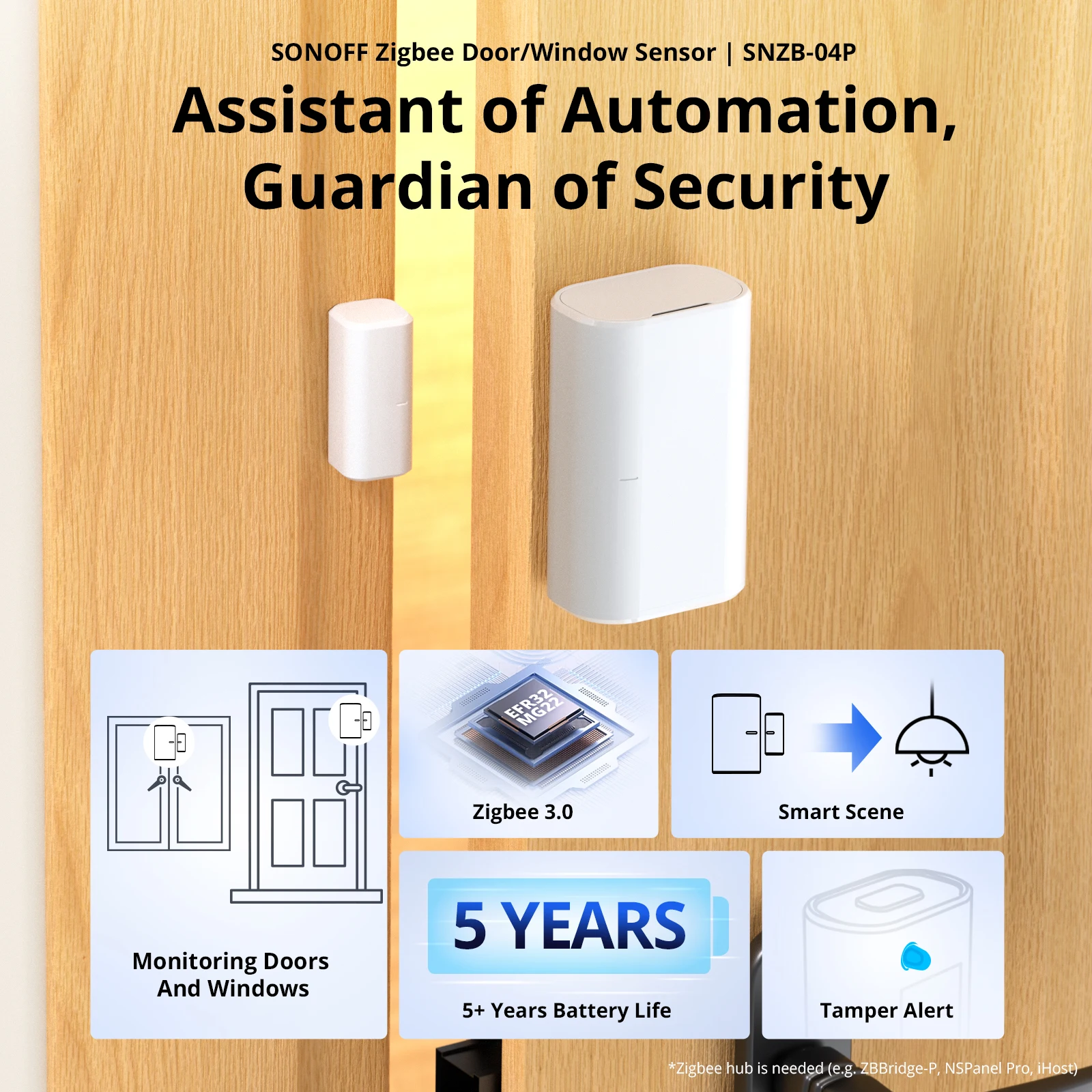 SONOFF SNZB-04P Zigbee Door/Window Sensor Tamper Alert Smart Scene Remote Control Smart Home ZHA Work with Alexa Google Home