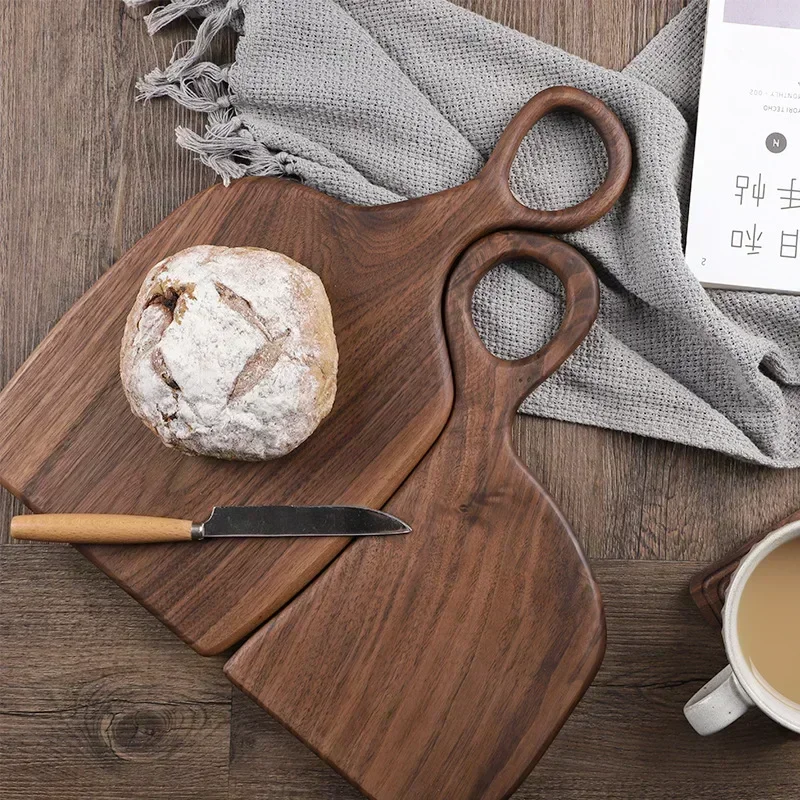 Creative black walnut vegetable board, wooden steak bread tray, solid wood cutting board set, complementary food board