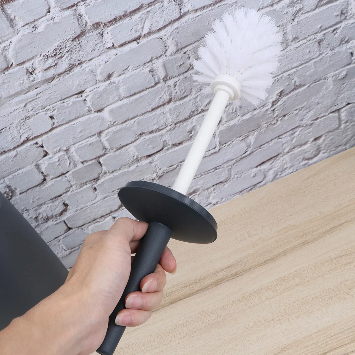 مجموعة حامل فرشاة المرحاض، مقبض أسود سميك طويل، شعيرات ناعمة، غطاء مقاوم للرذاذ للاستخدام في الحمام والمنزل والفندق والمكتب #5