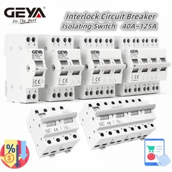 GEYA-interruptor do bloqueio, GYHO8, 1P, 2P, 3P, 4P, 40A, 63A, 100A, 125A, trilho do ruído, interruptor de transferência manual, ATS