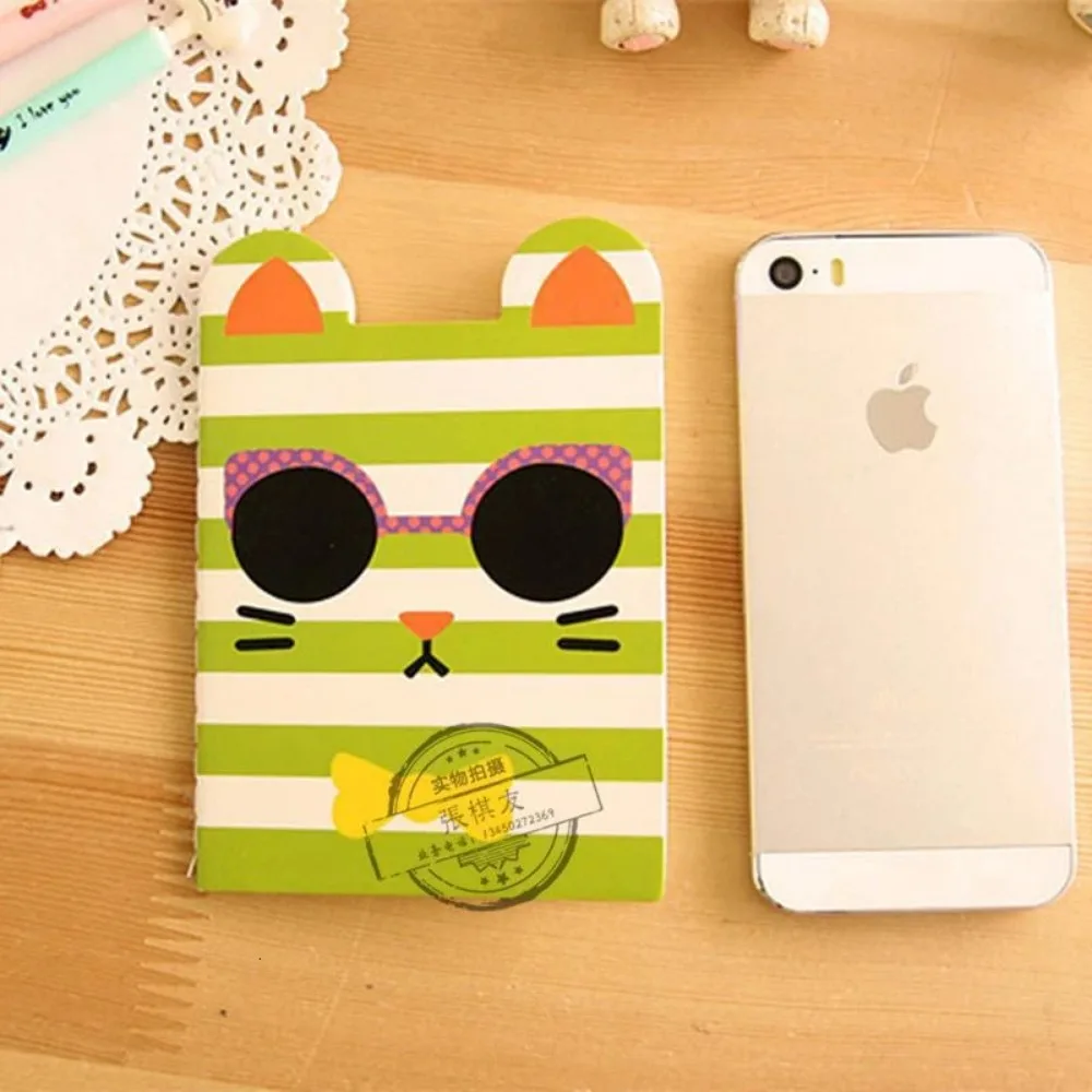 Mini Cute Kawaii Journal Diary Notebook Lined Paper Notepad Kids Stationery School Office Supply Gift Black Cat Panda