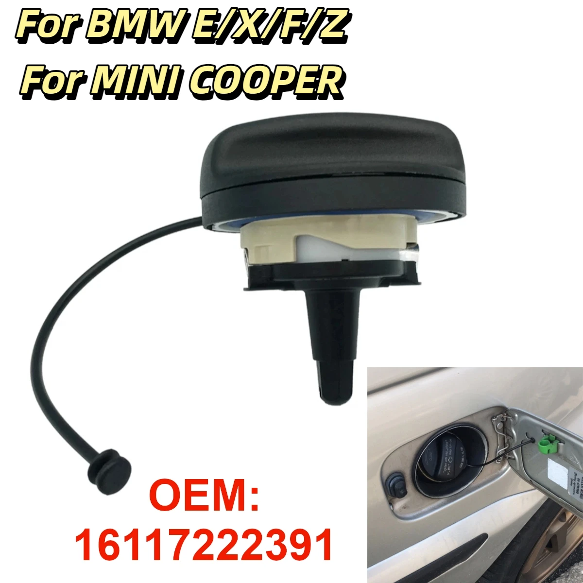 

Car Fuel Tank Cap Gas Filler Cover for BMW E39 E46 E60 E90 X1 X3 X5 X6 for Mini 16117222391