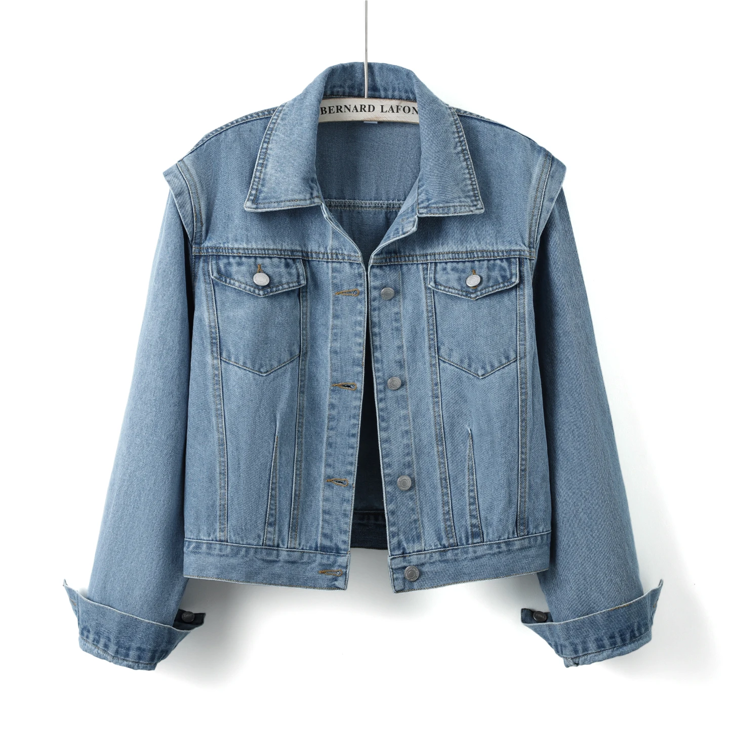 

Regular Shoulder Women Denim Jacket Tops 2025 New Autumn Long Sleeved Short Jean Coat Classic Blue Slimming Female Outerwears