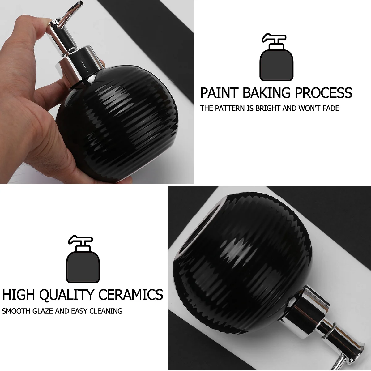 

Pump Bottle Ceramic Bathroom Bottles with Travel Lotion Empty Dispenser Container