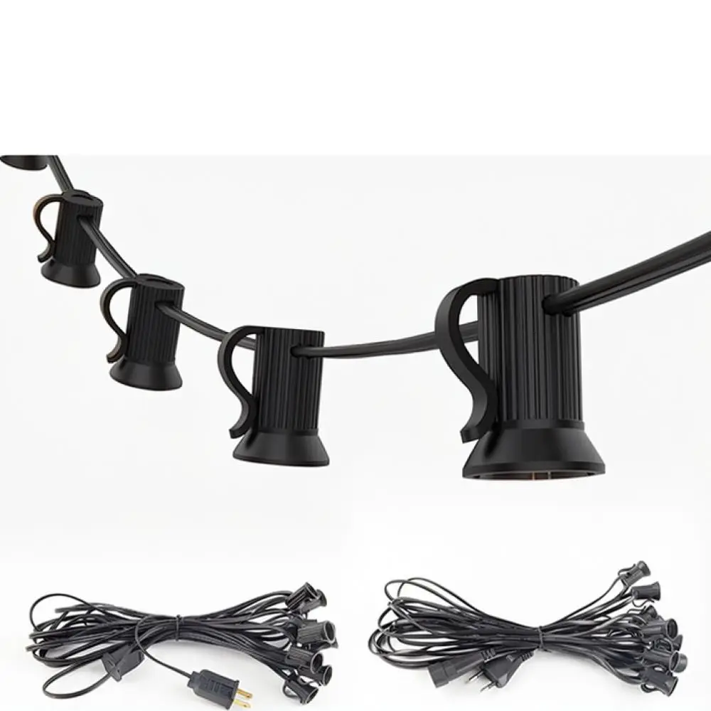 E12 Base Waterproof Outdoor String Light Wire Copper Cable Flexible Decorative Hanging Lamp For Camping Tent Patio Decor
