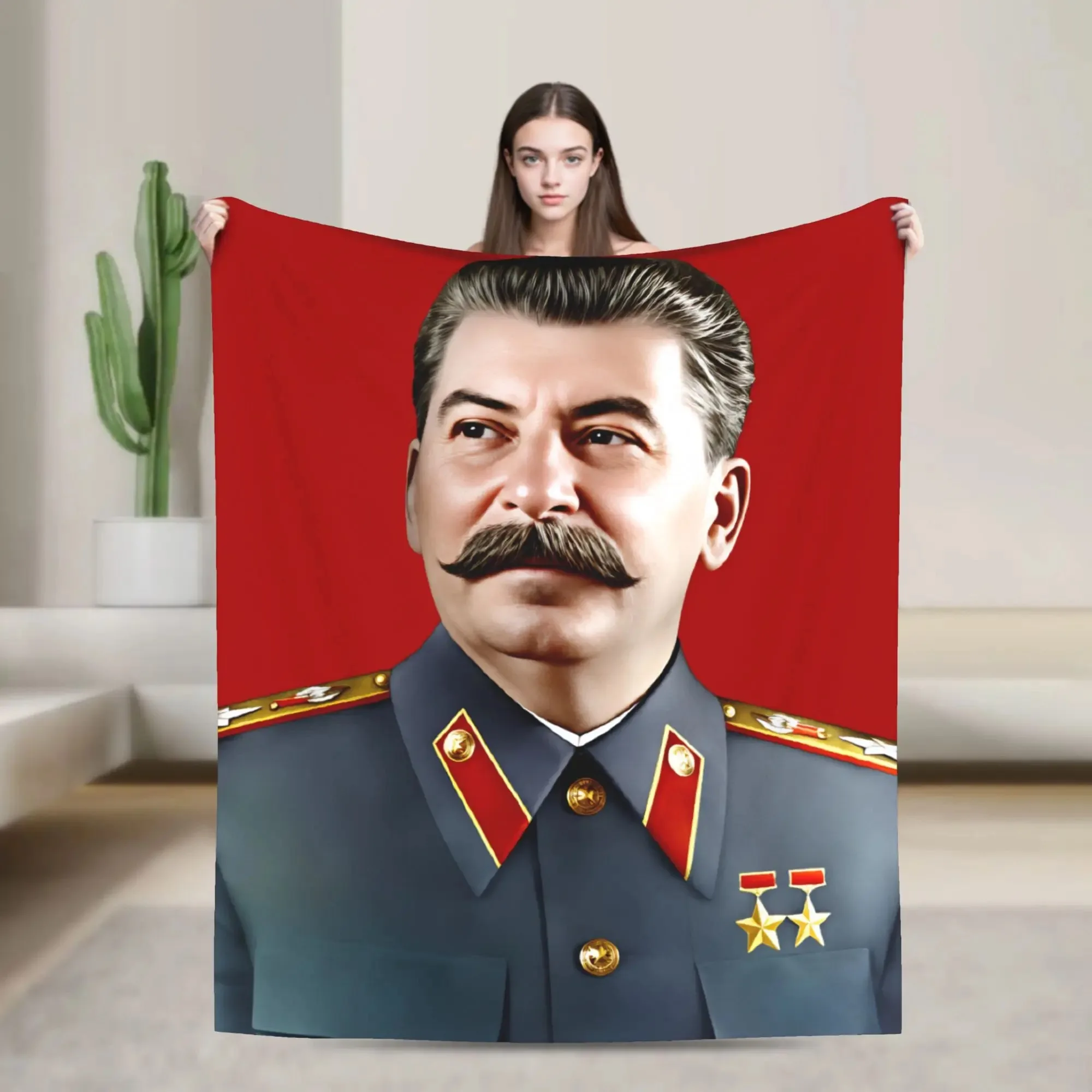 Lenin Joseph Stalin Super Warm Blankets  Kids Adult Plush Throw Blanket Funny Couch Chair Flannel Bedspread Sofa Bed Cover