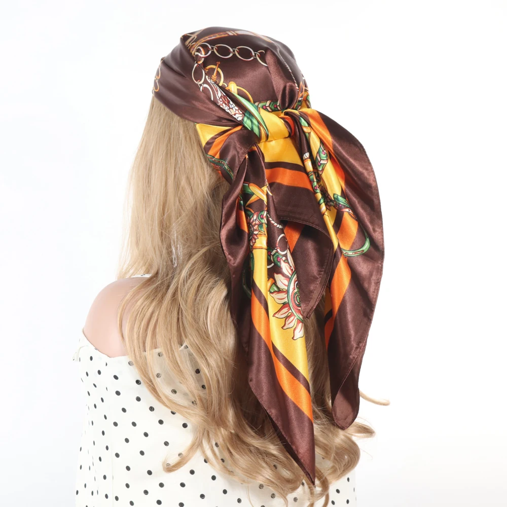 Silk Scarf Headwraps For Women Luxury Hair/Head Scarve Summer Foulard Femme Satin Kerchief Square Headscarf Bandana Cheveux