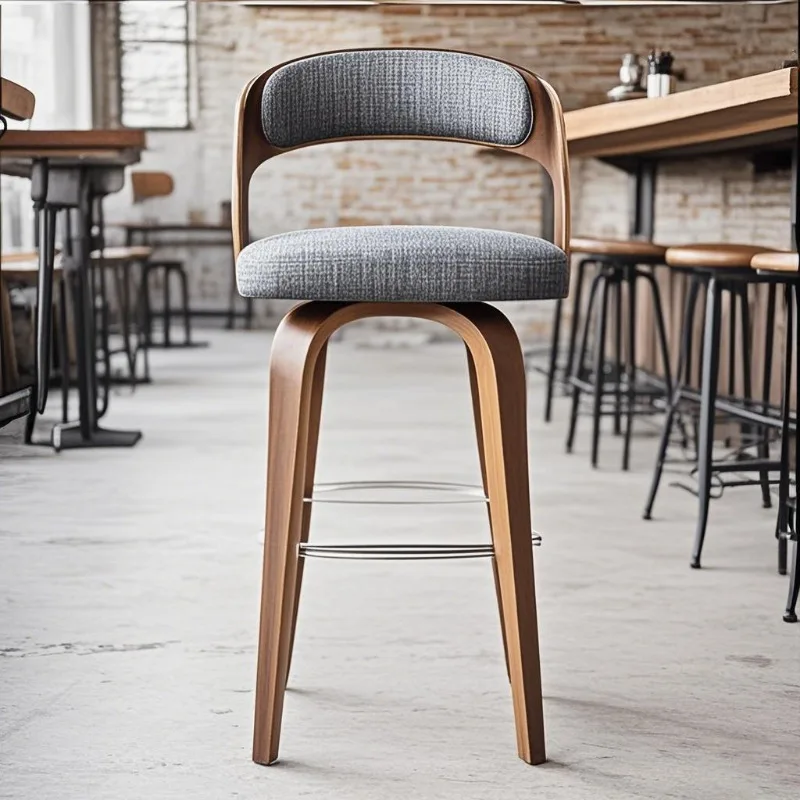 Modern style high adjustable wooden dining chair bar stool set