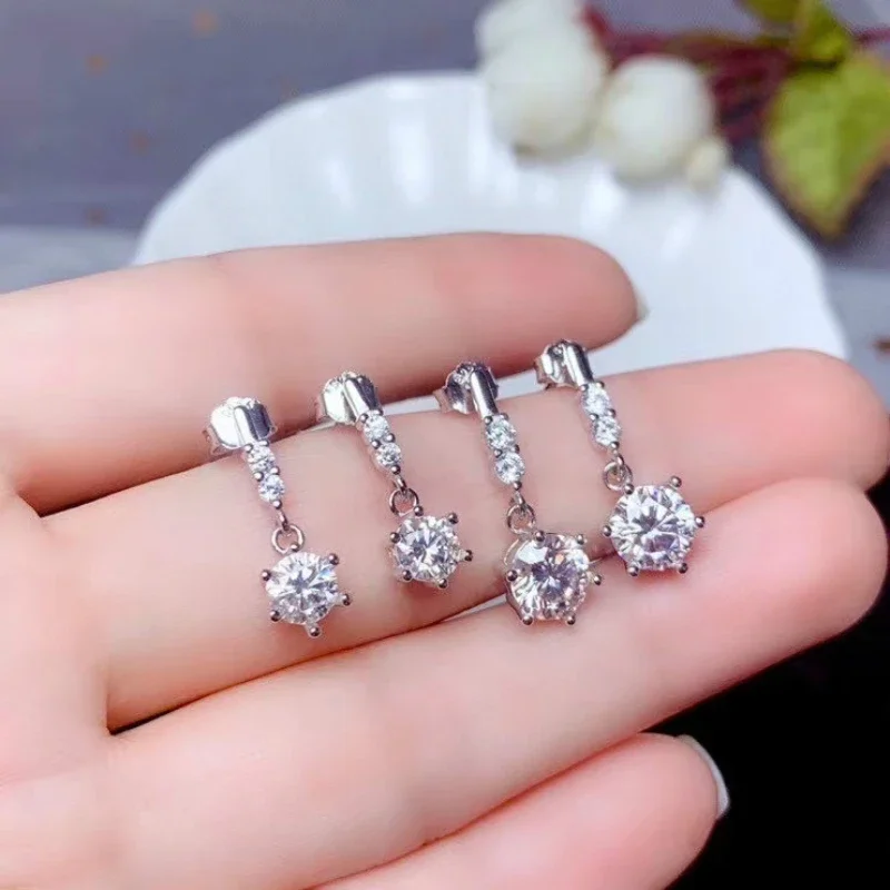 Moissanite Earrings 925 Sterling Silver Women's Gift Sales with Free Shipping Clearance Sale