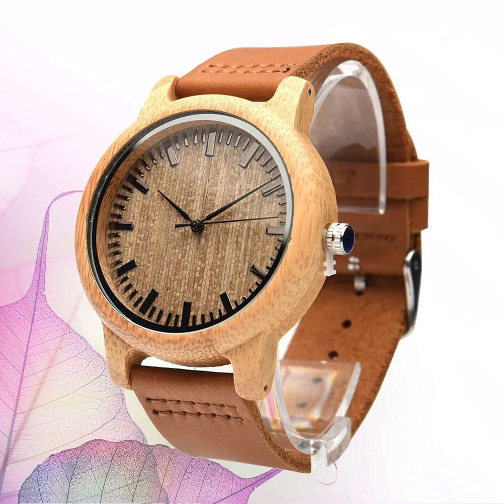 

Wooden Watch Strap Casual Vintage Maple Surface Lightweight Bamboo Wristwatch for Men Chic Dress Gift
