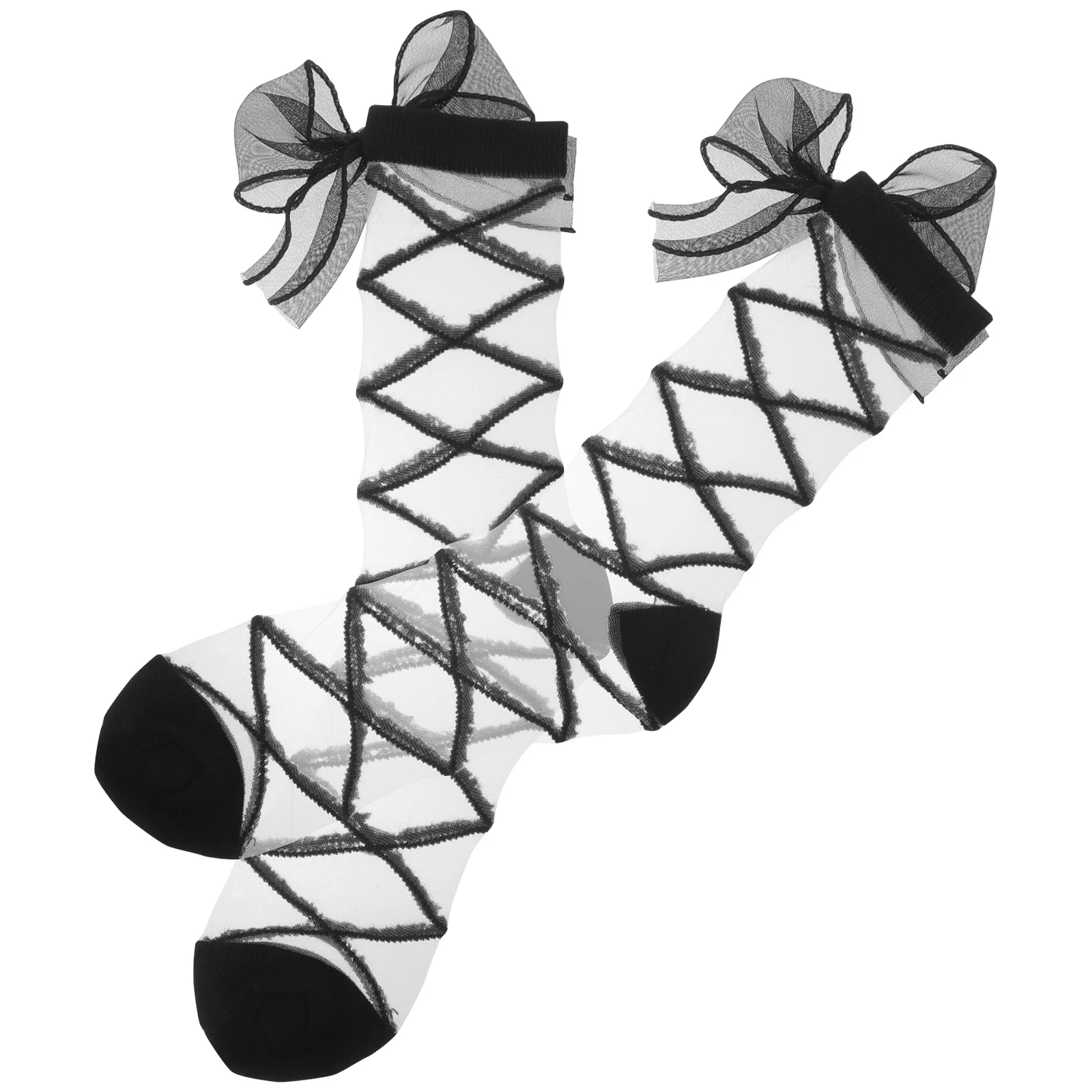 

1Pair Butterfly Knot Mesh Socks Women Sweet Lace Bowknot Design Stylish Summer Socks Trendy Fashion Daily Wear