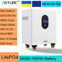 51.2V LiFePO4 100Ah 200Ah 300Ah Battery Pack Cabinet Built-in Smart BMS Solar Energy Storage 48V 15KWH 10KWH 5KWH Power System