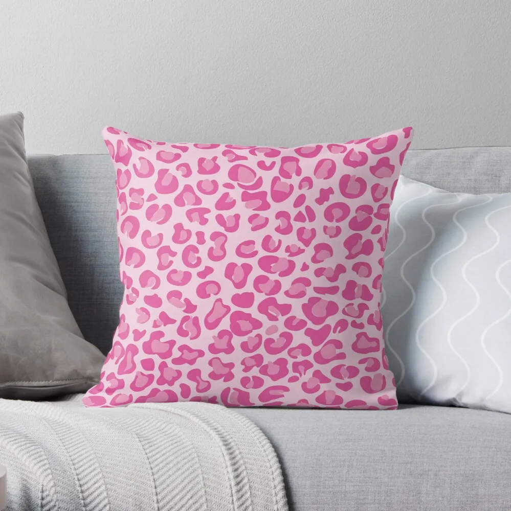 Pillowslip Pink Leopard Print Throw Pillow 100% Cotton Decor Pillow Case Home Cushion Cover 45*45cm