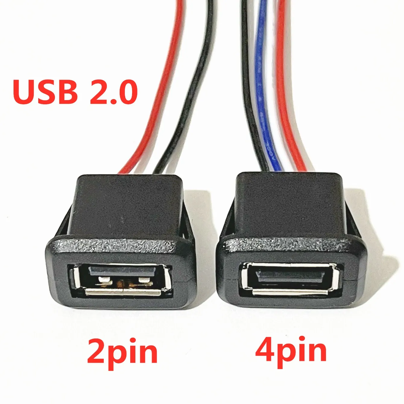 1-10pcs 2Pin 4Pin USB 2.0 Female Power Jack 2P 4P USB2.0 Charging Port Connector Data Interface with Cable USB Charger Socket