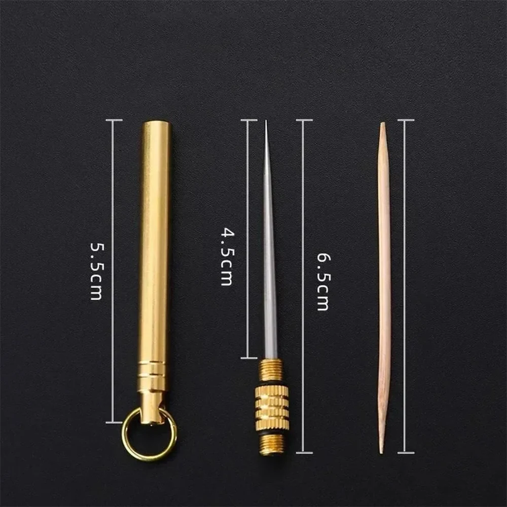 

Outdoor EDC Titanium Portable Multi-Purpose Toothpick Bottle Fruit Fork Camping Tube Is More Durable Than Floss LK-AA459