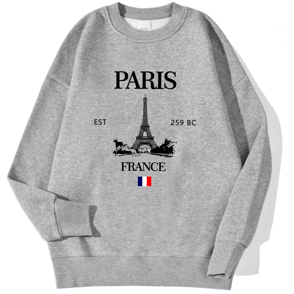 Fashion Womens Hoodie Paris France Eiffel Tower Printing Sweatshirt Crewneck Soft Warm Breathable Pullover Autumn Winter Tops