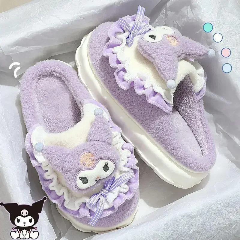 

Sanrio Slippers Cartoon Hello Kitty My Melody Kuromi Cinnamoroll Autumn and Winter Warm Cotton Soft Home Shoes Holiday Gifts