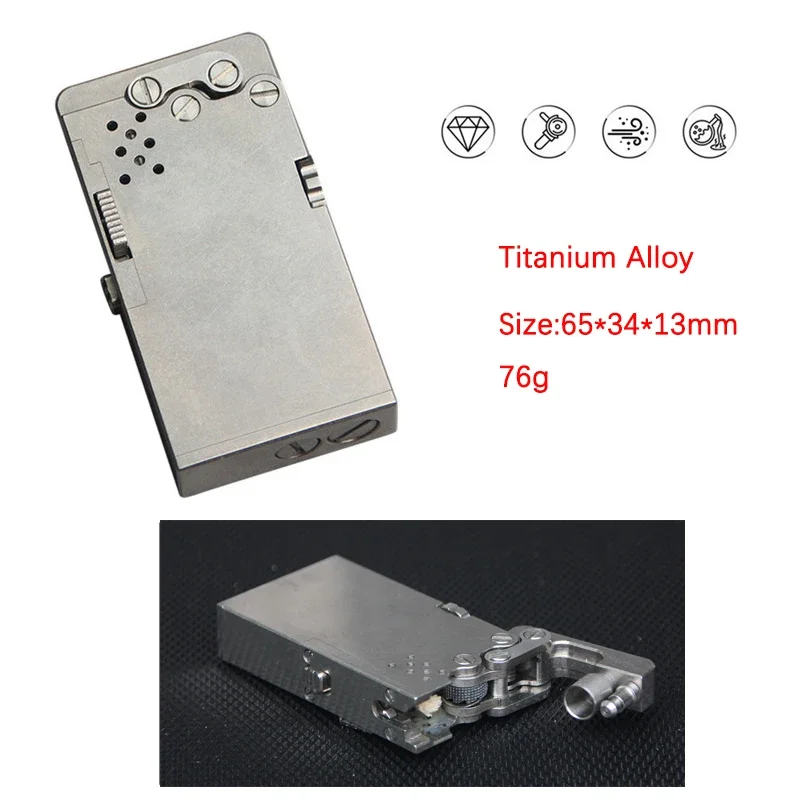 Handmade Brass Mechanical Automatic Ignition Gasoline Lighter And Titanium Alloy Material Gift Box