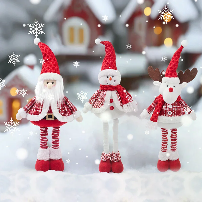 Ornamenti festivi retrattili Babbo Natale cervo pupazzo di neve scultura in poliestere salvaspazio esposizione natalizia da tavolo