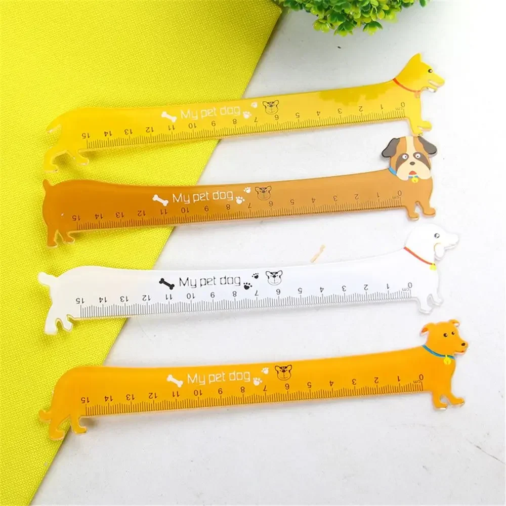 1 Pcs Kawaii Puppy Shape Ruler 15cm Math Measurement Drawing Tool Cute Learning Stationery Reading Bookmark Office Supplies
