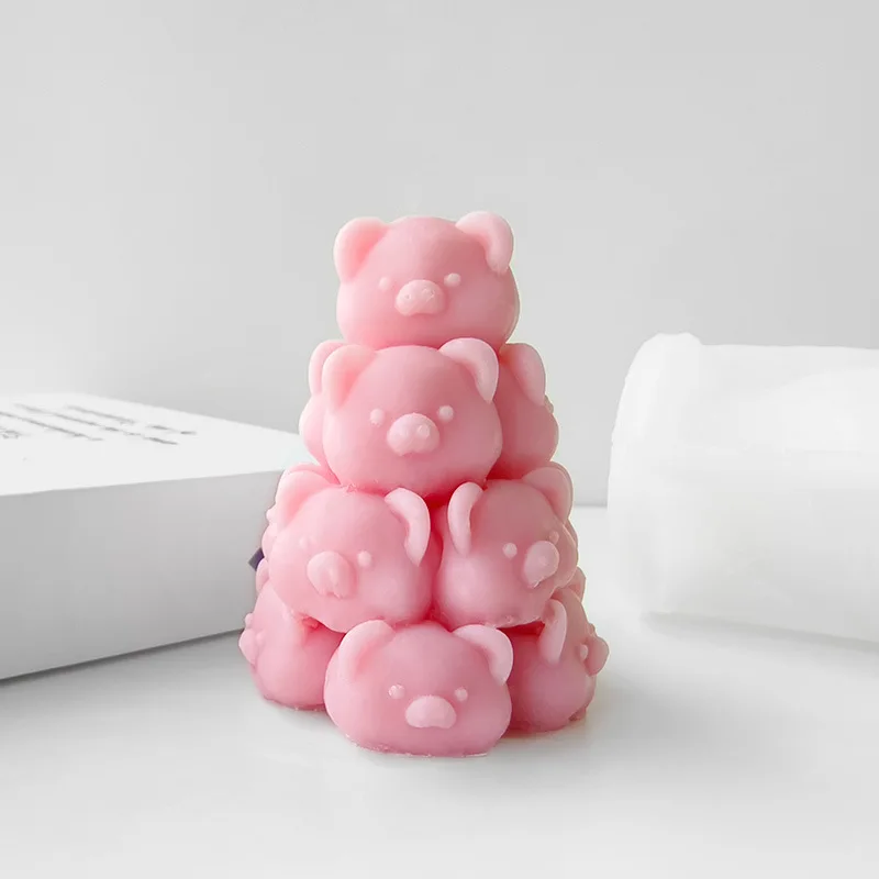 3D Stacked Pigs Candle Silicone Molds DIY Cute Animal Piggy Creative Scented Candle Plaster Decoration Mould Cake Baking Mould