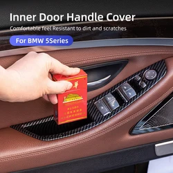 For BMW 5 Series F10 2011-2017 LHD Carbon Fiber Car Door Inner Handle Panel Trim Cover Interior Protector Stickers Accessories