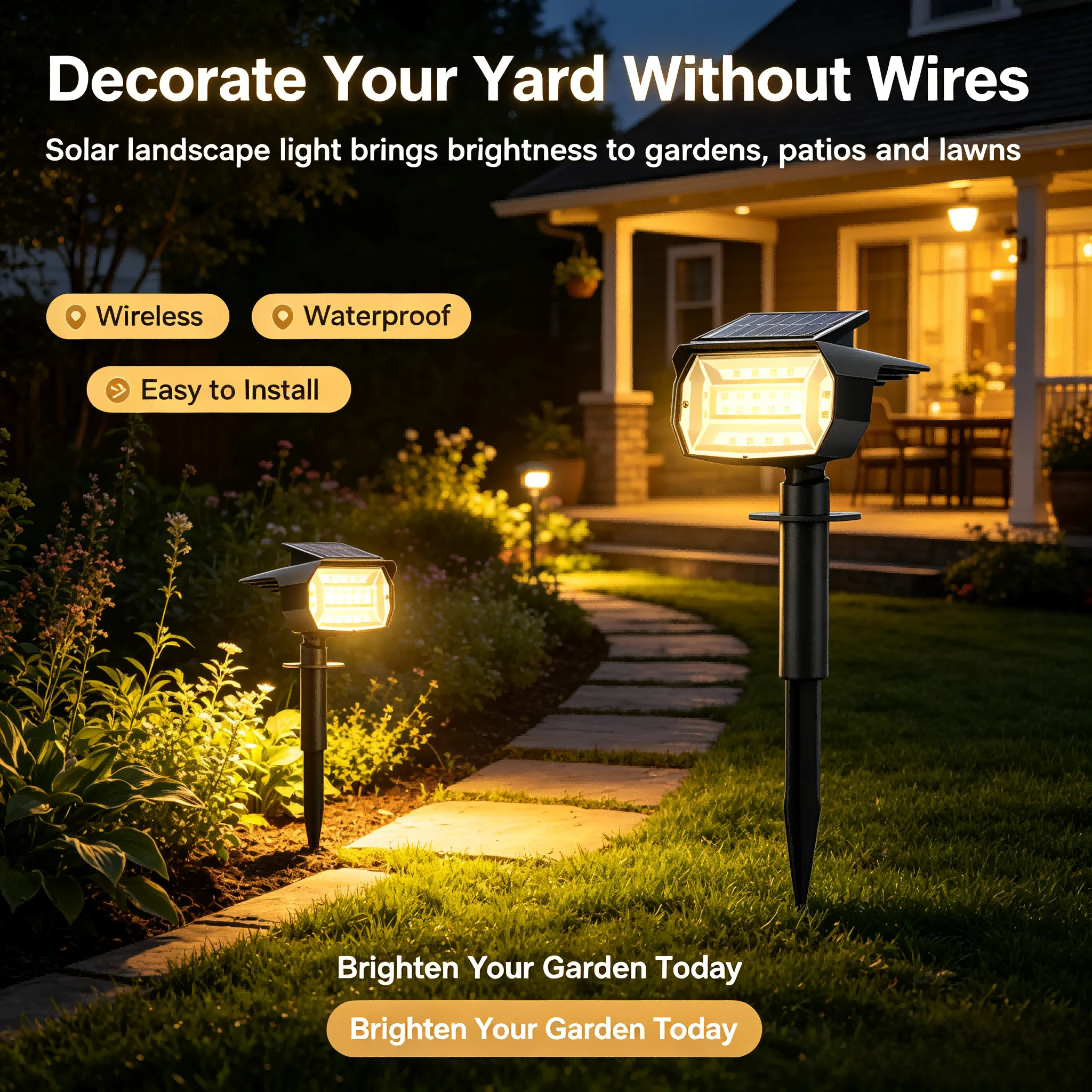 Solar PoweredRGB LED Spot Light IP65 Waterproof Ground Stake Lamp Outdoor Villa Garden Tree Lawn Landscape Light