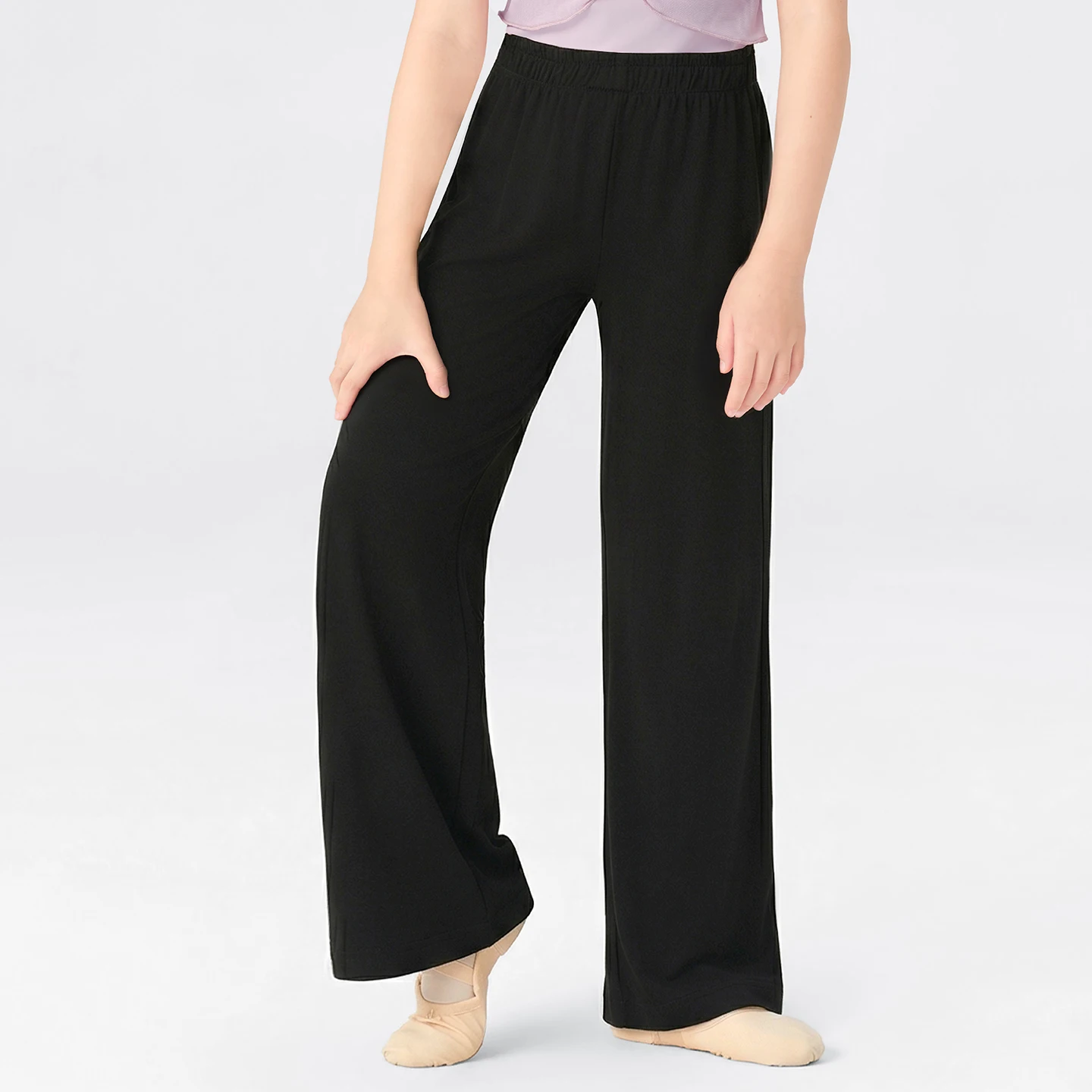 

Girls Kids Black Wide Leg Pants Dance Loose Pants Stretchy Lyocell Ballet Trousers Toddlers Yoga Gym Elastic Waist Casual Pants