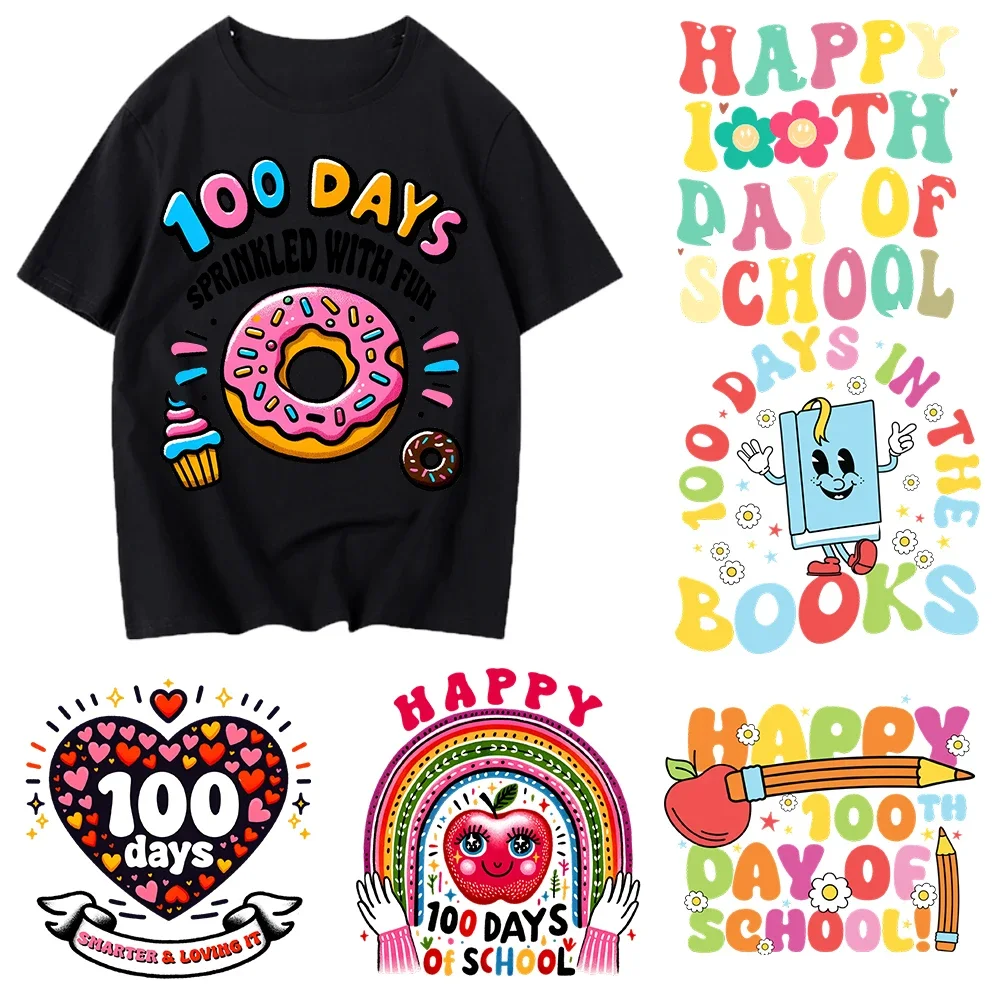 

6cm Teacher School Heat Transfer Stickers Iron On Clothes DTF Pinted Vinyl Thermal Appliques Washable T-Shirt Decal