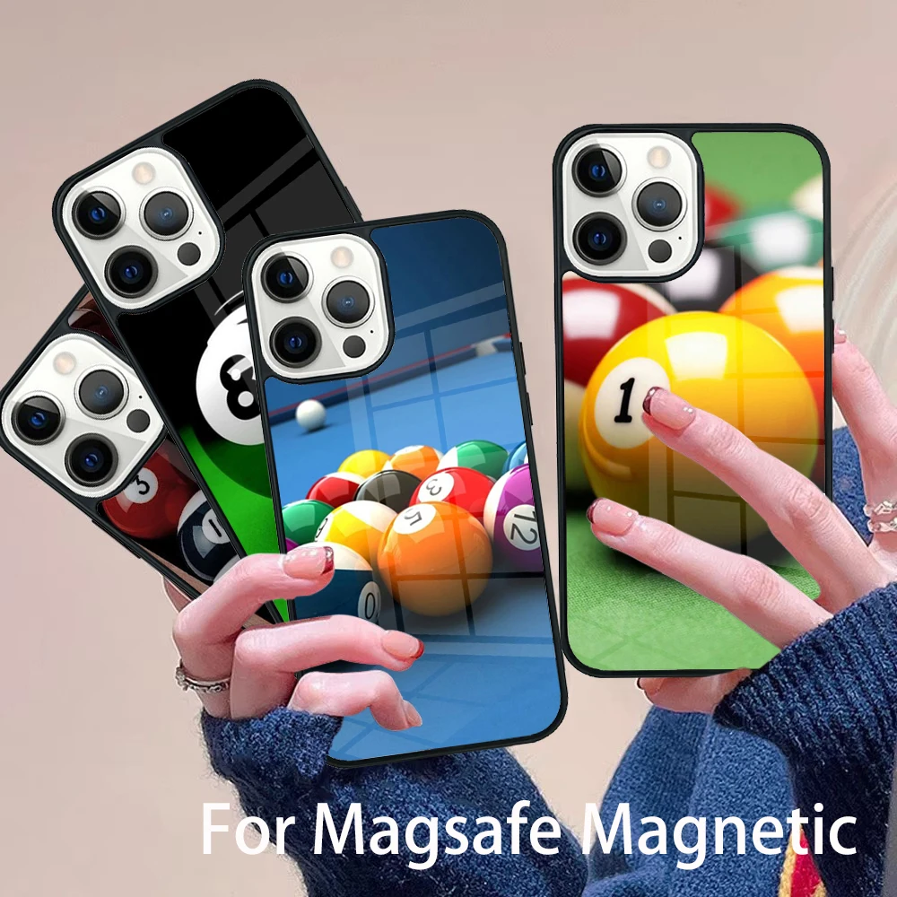 

Billiards Snooker Phone Case Magesafe Magnetic Wireless Charge Cover For IPhone 16 11 12 13 14 15 Pro Max Plus Mini