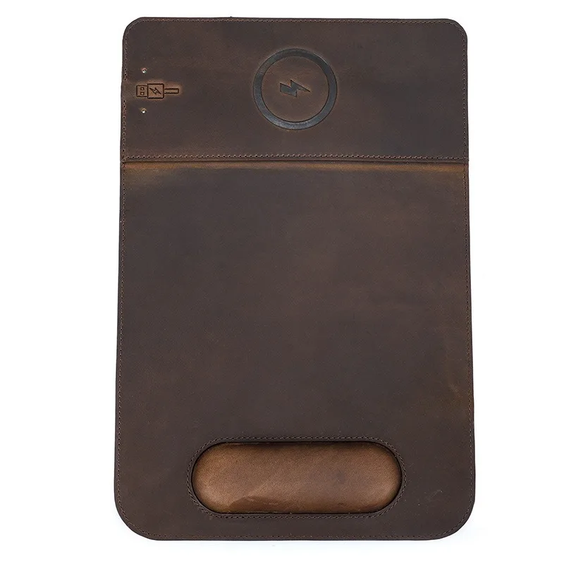 

15W Genuine Leather Magnetic Wireless Charging Mouse Wrist Guard Dirt Resistant and Waterproof with Bracket Cowhide Mouse Pad