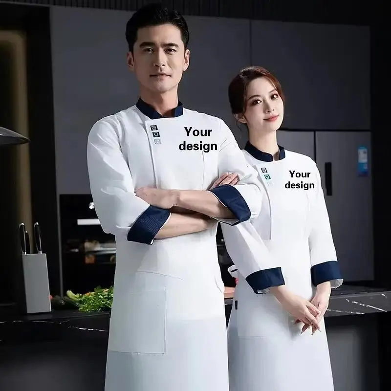 Autumn Winter Catering Chef Uniform Long Sleeved Workwear Printed With Logo Baking Restaurant Kitchen Clothes Jacket
