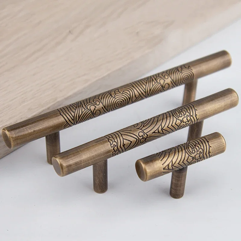 New Chinese Style Solid Brass Cabinet Handle Classical Cabinet Door Cylinder Handle Drawer Wardrobe Door Pull copper Bronze