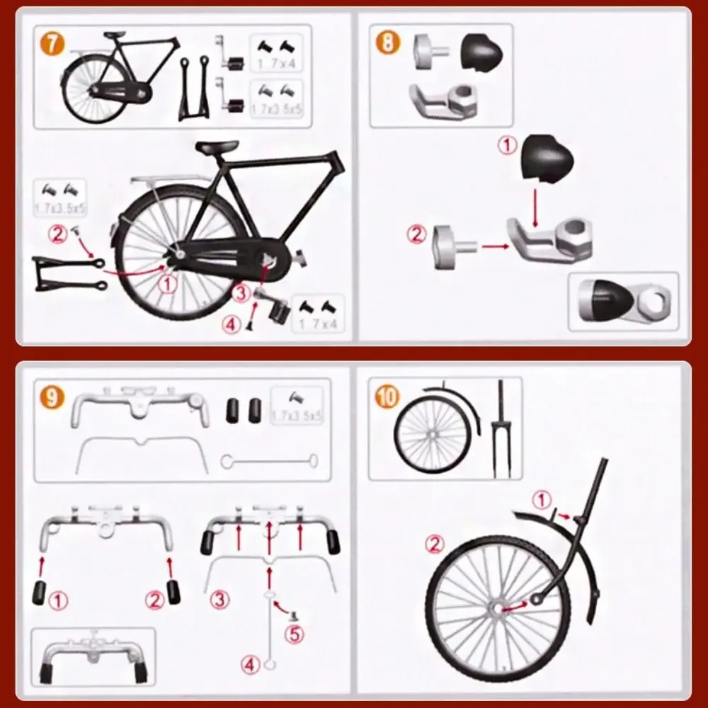 Collection Gifts Alloy Retro Bicycle Black Green Red DIY Bicycle Model Assembling Toys