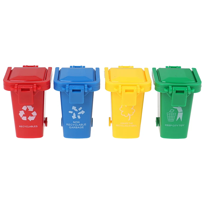 Kid 4pcs/set Trash Can Toy Garbage Truck Cans Curbside Vehicle Bin Toys