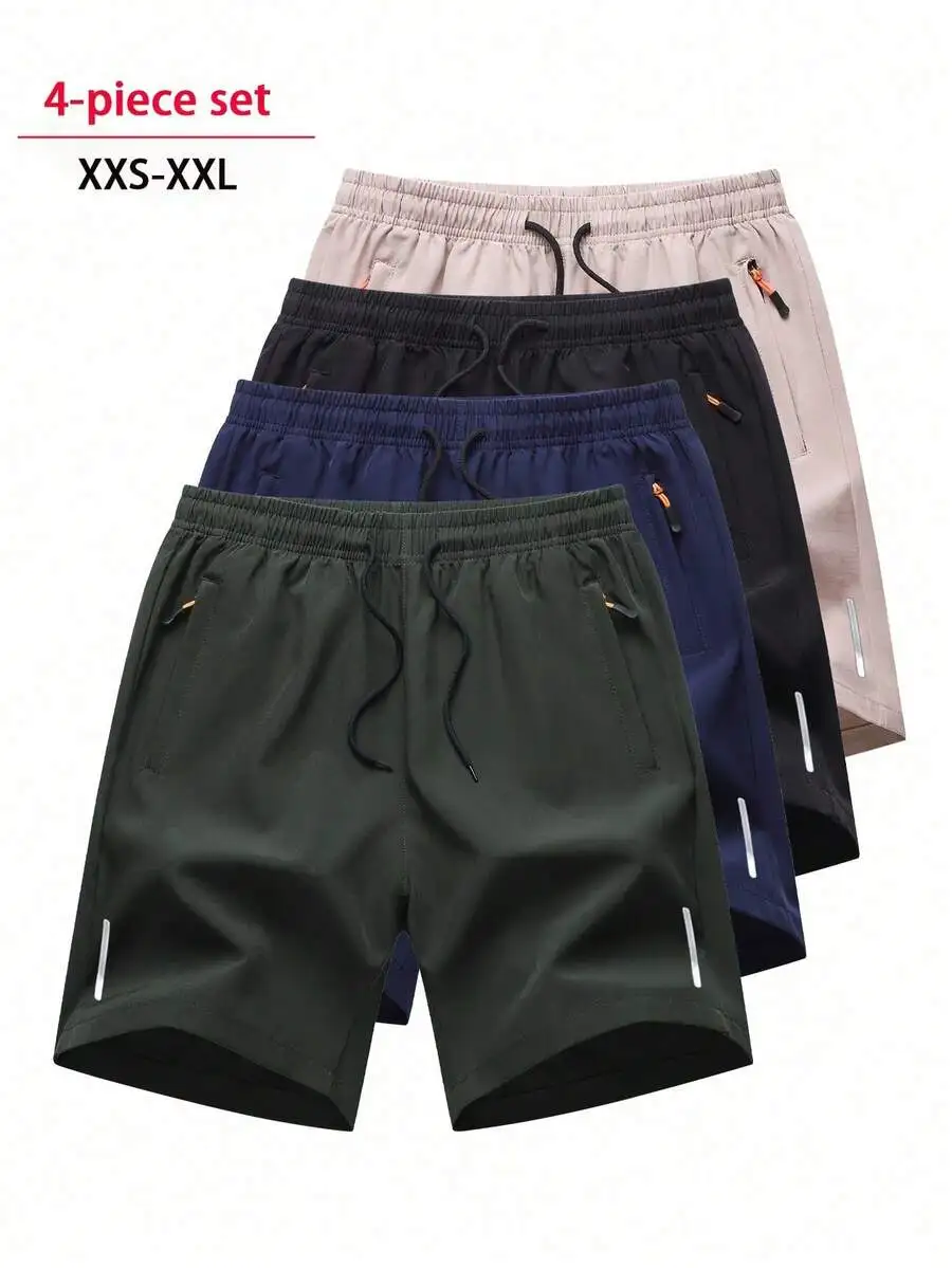

4pcs Set Men Casual Loose Fit Sports Shorts Breathable Running Fitness Training Bermuda Outdoor Beach Pants