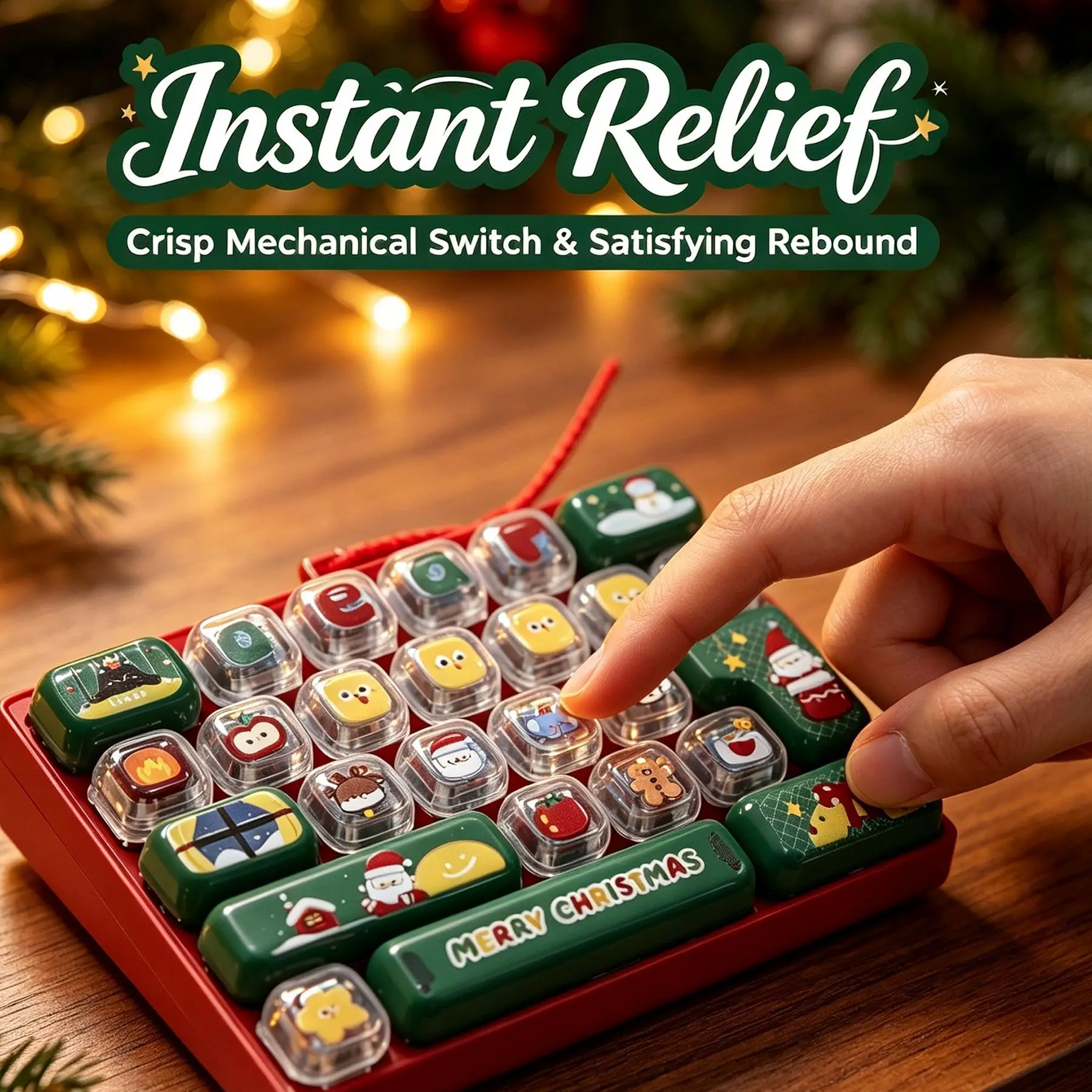 Weihnachten 26 Tasten Fidget-Tastatur-Spielzeug Ornament Anpassbares Druckknopf-Stressabbau-Spielzeug Taschenanhänger Weihnachtsparty-Geschenk – Detail 4