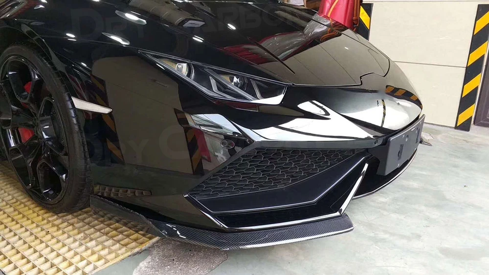 

2 шт. передний бампер, разветвители для губ, фартук из углеродного волокна для Lamborghini Huracan LP600 LP610 Coupe 2014-2017, Стайлинг автомобиля