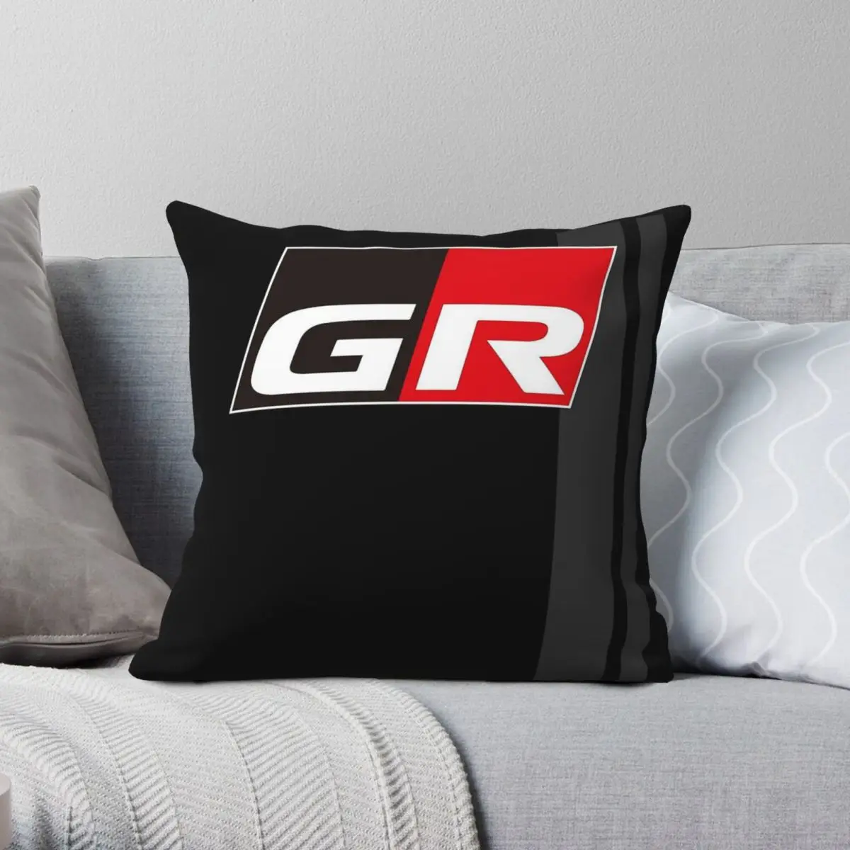 GR Yaris Supra Gazoo Racing Square Pillowcase Polyester Linen Velvet Pattern Zip Decor Car Cushion Cover 45x45