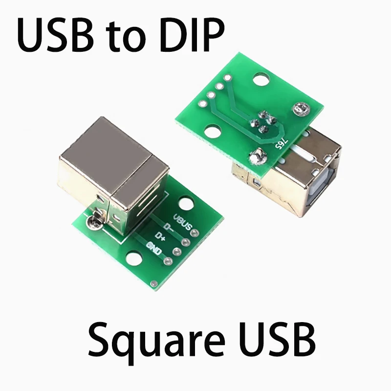 1PCS Square USB To DIP Adapter Board Female Head Socket Straight Insertion B-type Square Interface Printer Data Cable Connection