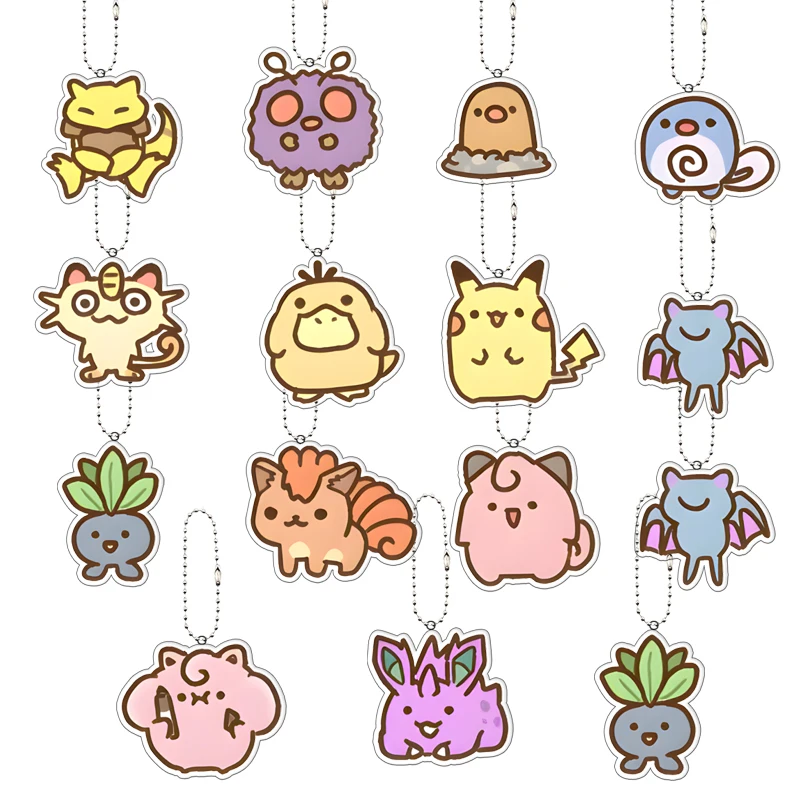 Diy Bulbasaur Keychain Anime Cartoon Meowth Ekans Jigglypuff Chespin Clefairy Accessories Student Bag Collection Pendant Gift