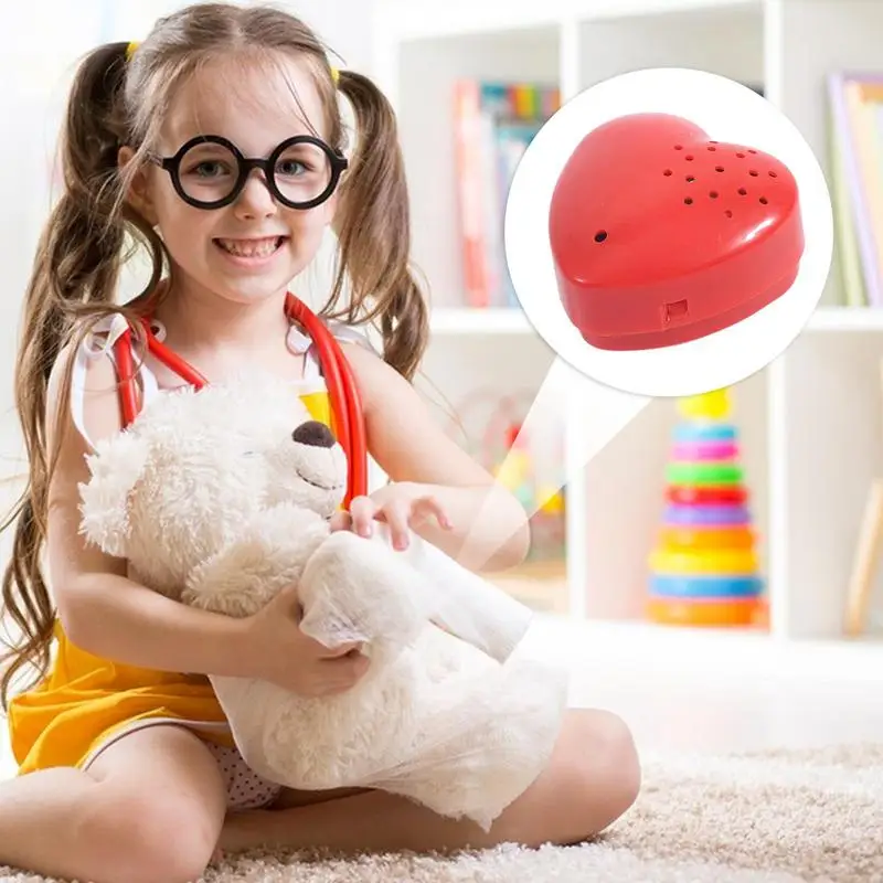 Mini Heart-Shaped Voice Recorder Creative Programmable Sound Buttons 30 Seconds Recording for Plush Toy Stuffed Animals Doll