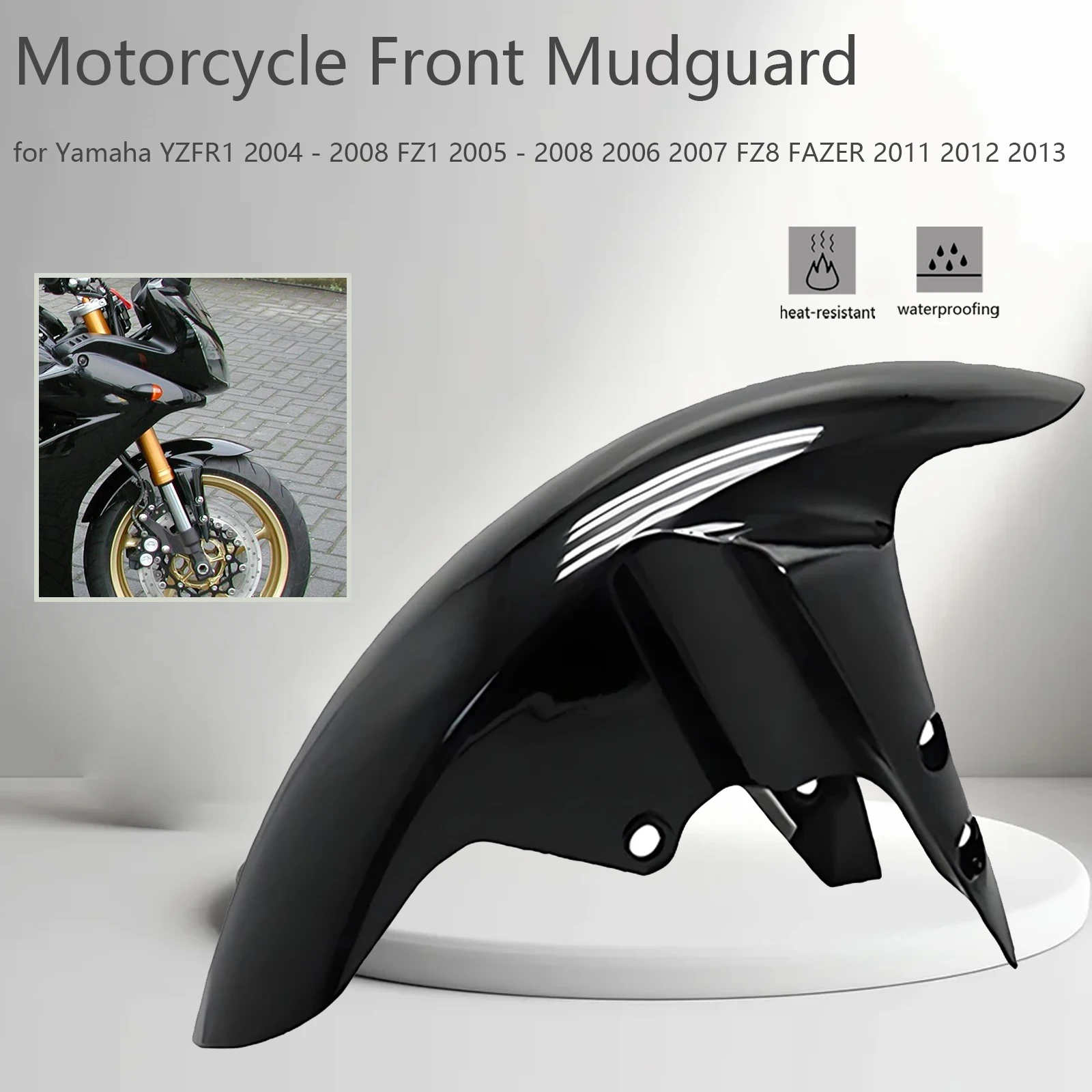 

For Yamaha YZFR1 YZF R1 2004-2008 Motorcycle Front Mudguard Splash Guard ABS Fairing FZ8 FAZER 2011 2012 2013 FZ1 2005-2008