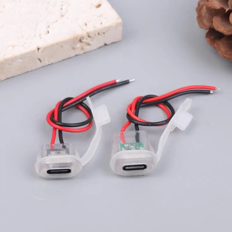 3/6 Pack USB Type-C Input Type Charging Ports, Female Jack Connector, Waterproof, Equipped with Night Light, 3A 5V Power