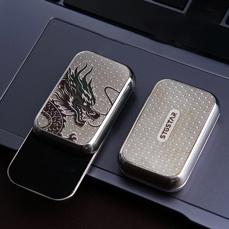 Dragon Infinite-position EDC Mechanical Card-pushing Metal Fingertip Toy Magnetic Force Fidget Spinner Stress-relieving ADHD Toy